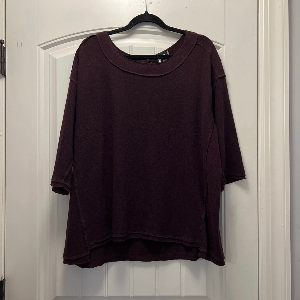 H by Bordeaux Women’s 3/4 Sleeve Boat Neck Soft Pullover Sweater Size L Purple